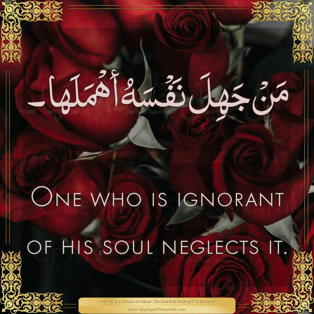 One who is ignorant of his soul neglects it.